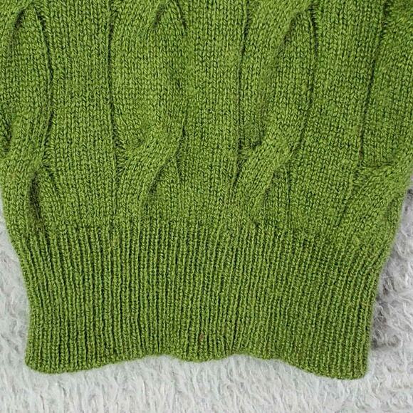 Talbots Cardigan Sweater Size Large L Green Cable Knit Cashmere Pockets - Picture 5 of 9